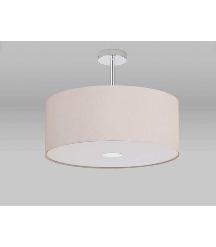 Baymont Polished Chrome 3 Light E27 Semi Flush With 50cm x 20cm Dual Faux Silk Shade Nude Beige/Moonlight-13