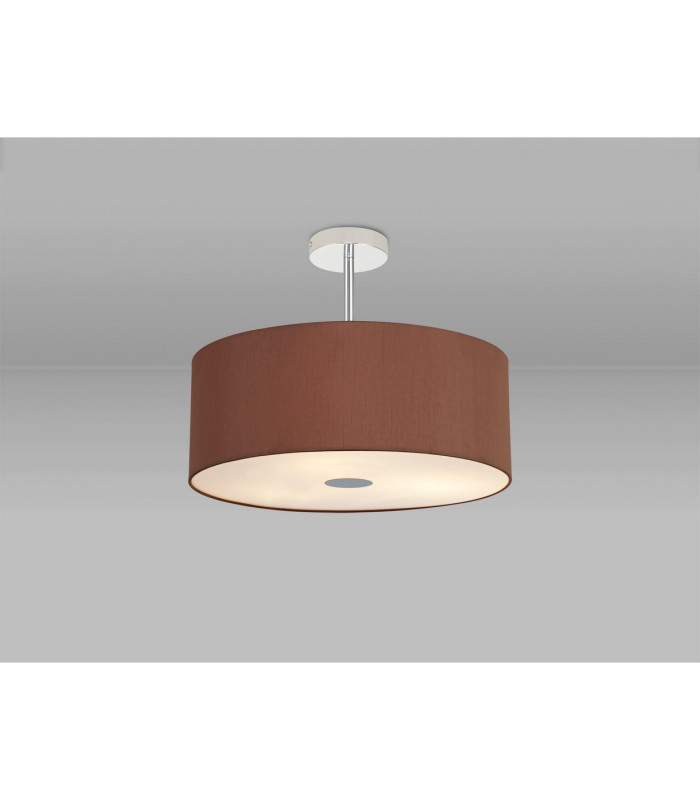 Baymont Polished Chrome 3 Light E27 Semi Flush With 50cm x 20cm Dual Faux Silk Shade Cocoa/Grecian Bronze-2