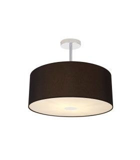 Baymont Polished Chrome 3 Light E27 Semi Flush With 50cm x 20cm Dual Faux Silk Shade Black/Green Olive-1