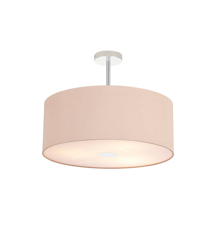 Baymont Polished Chrome 3 Light E27 Semi Flush With 50cm x 20cm Dual Faux Silk Shade Antique Gold/Ruby-1