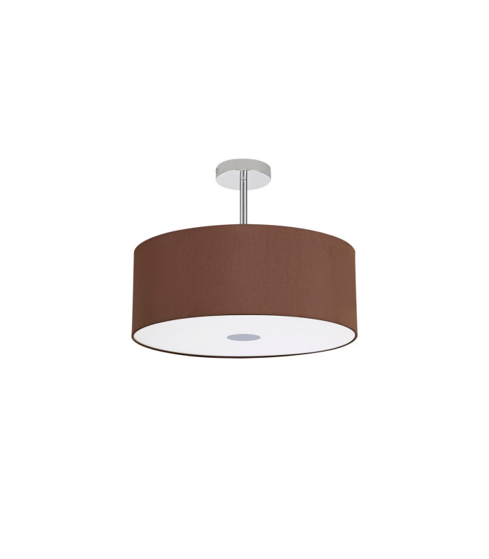 Baymont Polished Chrome 3 Light E27 Semi Flush With 50cm x 20cm Dual Faux Silk Shade Cocoa/Grecian Bronze-4
