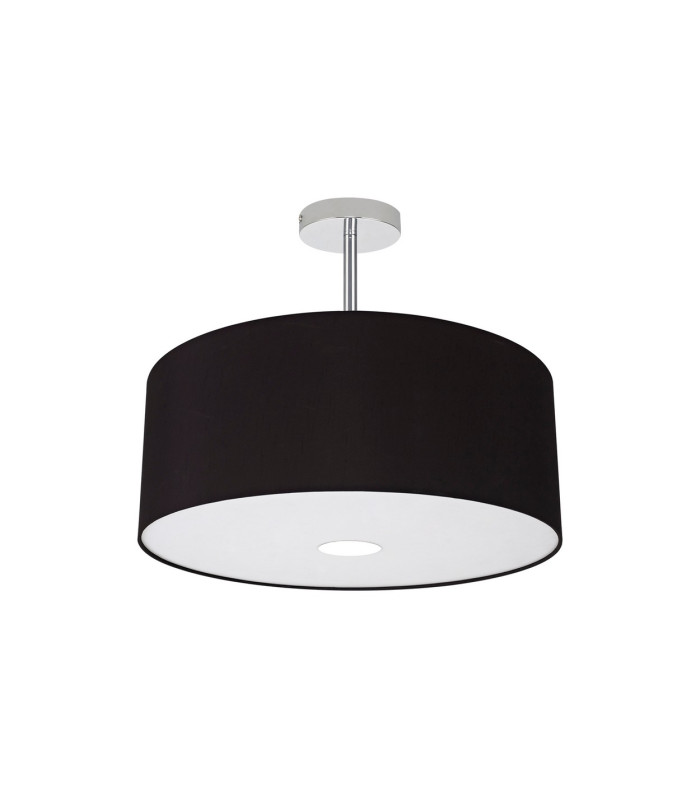 Baymont Polished Chrome 3 Light E27 Semi Flush With 50cm x 20cm Dual Faux Silk Shade Black/Green Olive-4