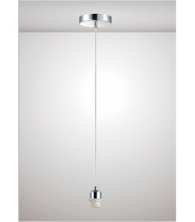 1.5m Suspension Kit 1 Light Polished Chrome, Clear Cable, E27 Max 60W, c, w Ceiling Bracket - 2