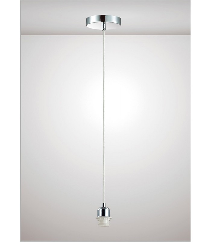 1.5m Suspension Kit 1 Light Polished Chrome, Clear Cable, E27 Max 60W, c, w Ceiling Bracket - 2