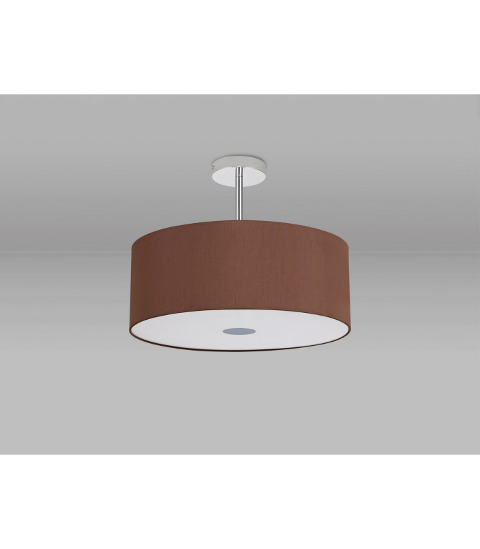 Baymont Polished Chrome 3 Light E27 Semi Flush With 50cm x 20cm Dual Faux Silk Shade Cocoa/Grecian Bronze-13