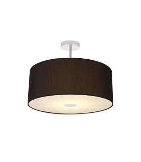 Baymont Polished Chrome 3 Light E27 Semi Flush With 50cm x 20cm Faux Silk Shade Black/White Laminate-1