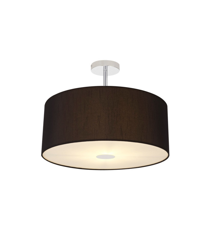 Baymont Polished Chrome 3 Light E27 Semi Flush With 50cm x 20cm Faux Silk Shade Black/White Laminate-1