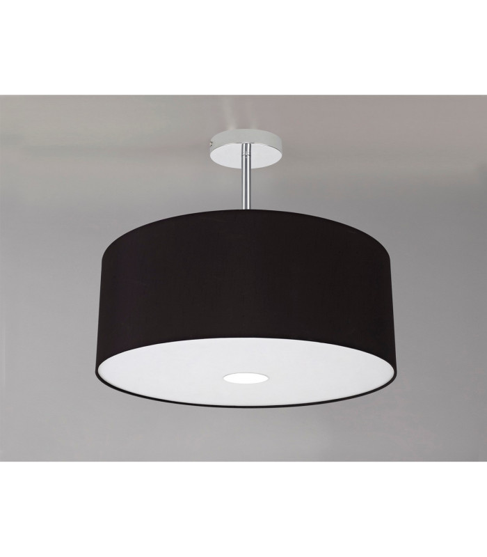 Baymont Polished Chrome 3 Light E27 Semi Flush With 50cm x 20cm Dual Faux Silk Shade Black/Green Olive-13