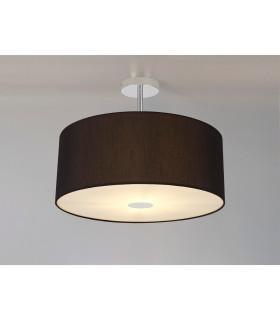 Baymont Polished Chrome 3 Light E27 Semi Flush With 50cm x 20cm Faux Silk Shade Black/White Laminate-2