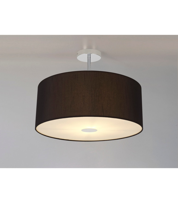 Baymont Polished Chrome 3 Light E27 Semi Flush With 50cm x 20cm Faux Silk Shade Black/White Laminate-2