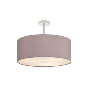 Baymont Polished Chrome 3 Light E27 Semi Flush With 50cm x 20cm Faux Silk Shade Grey/White Laminate-1
