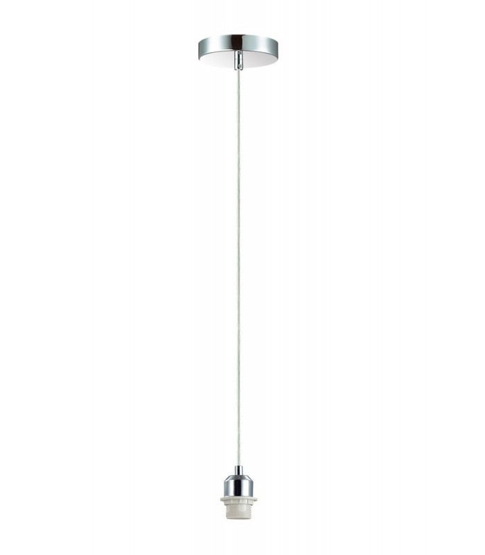 1.5m Suspension Kit 1 Light Polished Chrome, Clear Cable, E27 Max 60W, c, w Ceiling Bracket - 4