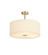 Baymont Antique Brass 3 Light E27 Semi Flush With 50cm x 20cm Faux Silk Shade Ivory Pearl/White Laminate-1