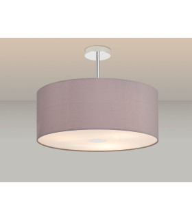 Baymont Polished Chrome 3 Light E27 Semi Flush With 50cm x 20cm Faux Silk Shade Grey/White Laminate-2