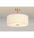 Baymont Antique Brass 3 Light E27 Semi Flush With 50cm x 20cm Faux Silk Shade Ivory Pearl/White Laminate-2