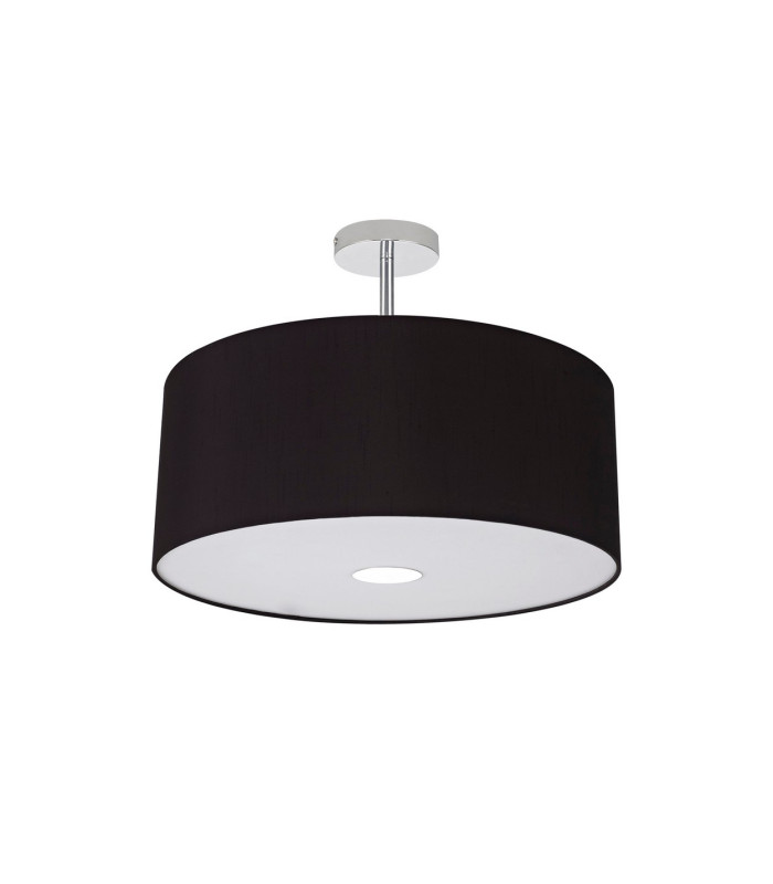 Baymont Polished Chrome 3 Light E27 Semi Flush With 50cm x 20cm Faux Silk Shade Black/White Laminate-4