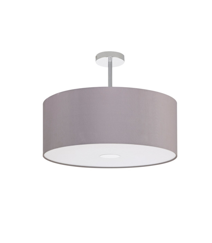 Baymont Polished Chrome 3 Light E27 Semi Flush With 50cm x 20cm Faux Silk Shade Grey/White Laminate-4