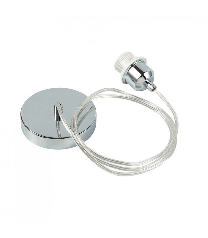 1.5m Suspension Kit 1 Light Polished Chrome, Clear Cable, E27 Max 60W, c, w Ceiling Bracket - 6