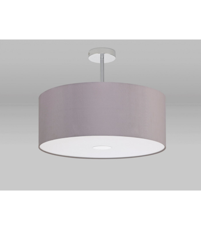 Baymont Polished Chrome 3 Light E27 Semi Flush With 50cm x 20cm Faux Silk Shade Grey/White Laminate-13