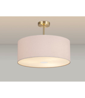 Baymont Antique Brass 3 Light E27 Semi Flush With 50cm x 20cm Dual Faux Silk Shade Nude Beige/Moonlight-2