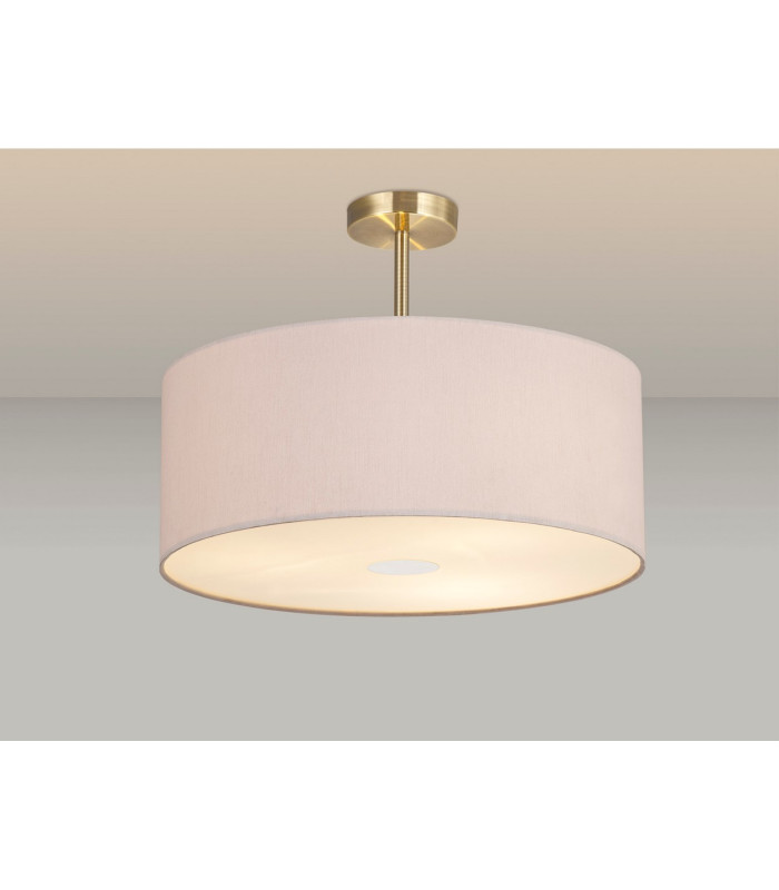 Baymont Antique Brass 3 Light E27 Semi Flush With 50cm x 20cm Dual Faux Silk Shade Nude Beige/Moonlight-2
