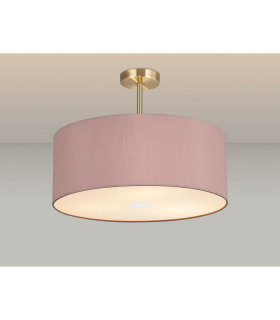 Baymont Antique Brass 3 Light E27 Semi Flush With 50cm x 20cm Dual Faux Silk Shade Taupe/Halo Gold-2