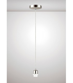 1.5m Suspension Kit 1 Light Satin Nickel, Clear Cable, E27 Max 60W, c, w Ceiling Bracket - 2