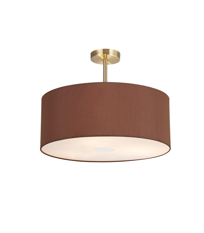 Baymont Antique Brass 3 Light E27 Semi Flush With 50cm x 20cm Dual Faux Silk Shade Cocoa/Grecian Bronze-1