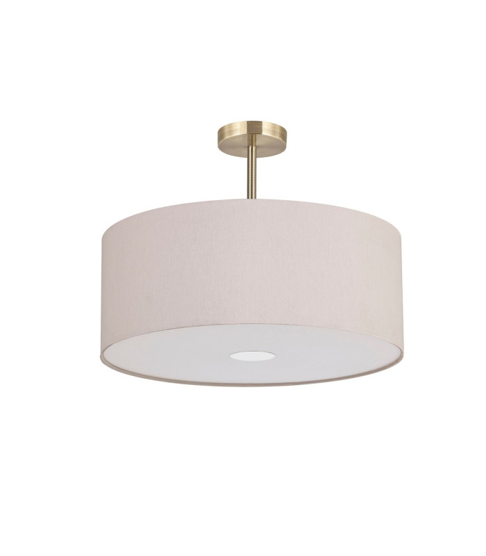 Baymont Antique Brass 3 Light E27 Semi Flush With 50cm x 20cm Dual Faux Silk Shade Nude Beige/Moonlight-4