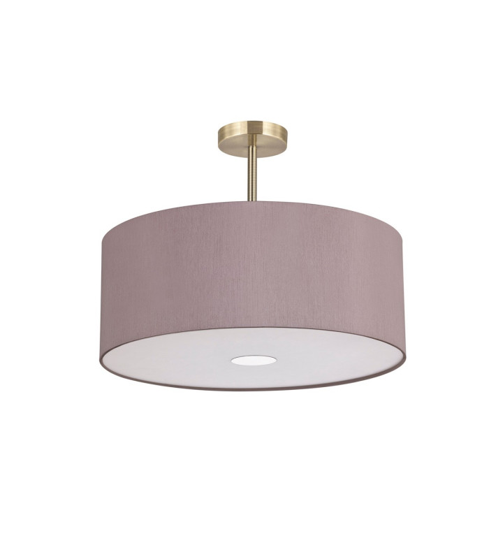 Baymont Antique Brass 3 Light E27 Semi Flush With 50cm x 20cm Dual Faux Silk Shade Taupe/Halo Gold-4