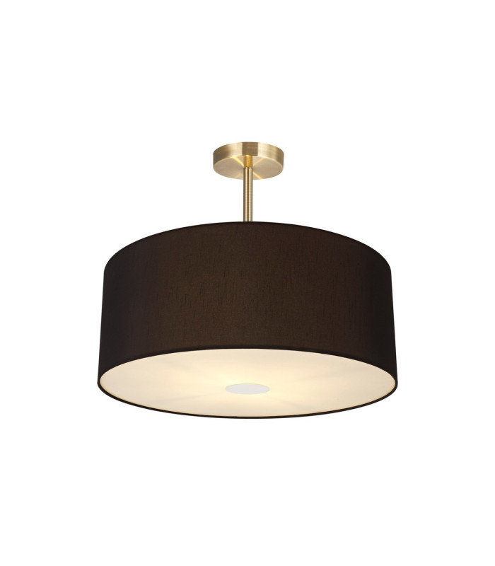 Baymont Antique Brass 3 Light E27 Semi Flush With 50cm x 20cm Dual Faux Silk Shade Black/Green Olive-1