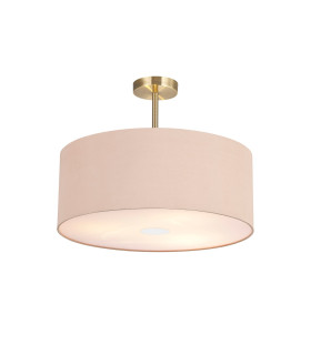 Baymont Antique Brass 3 Light E27 Semi Flush With 50cm x 20cm Dual Faux Silk Shade Antique Gold/Ruby-1