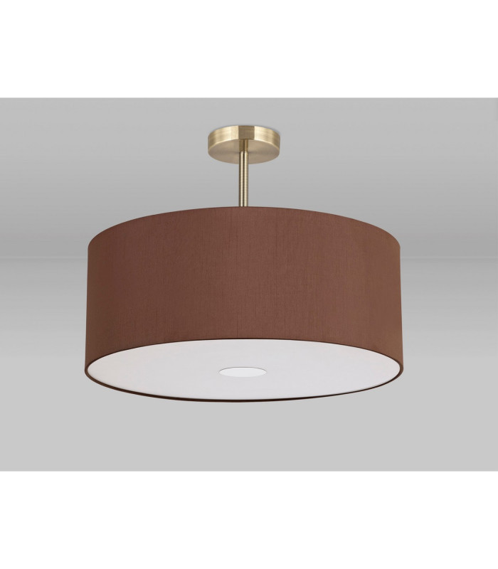 Baymont Antique Brass 3 Light E27 Semi Flush With 50cm x 20cm Dual Faux Silk Shade Cocoa/Grecian Bronze-13