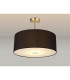 Baymont Antique Brass 3 Light E27 Semi Flush With 50cm x 20cm Faux Silk Shade Black/White Laminate-2