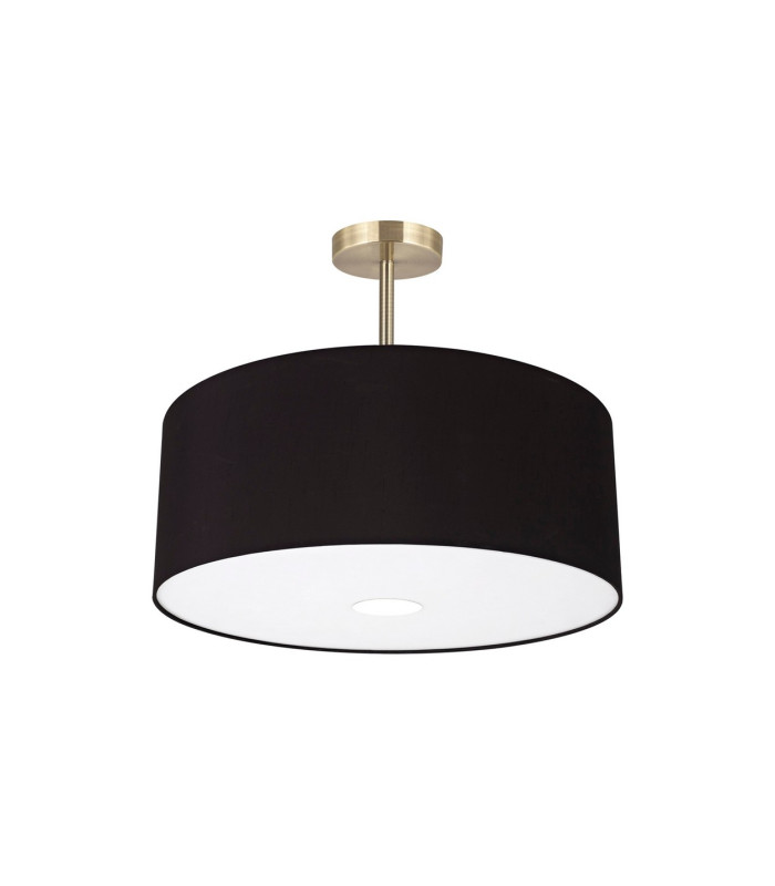 Baymont Antique Brass 3 Light E27 Semi Flush With 50cm x 20cm Dual Faux Silk Shade Black/Green Olive-4