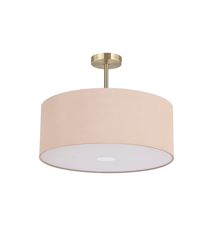 Baymont Antique Brass 3 Light E27 Semi Flush With 50cm x 20cm Dual Faux Silk Shade Antique Gold/Ruby-4