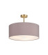 Baymont Antique Brass 3 Light E27 Semi Flush With 50cm x 20cm Faux Silk Shade Grey/White Laminate-1