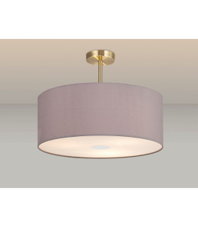 Baymont Antique Brass 3 Light E27 Semi Flush With 50cm x 20cm Faux Silk Shade Grey/White Laminate-2