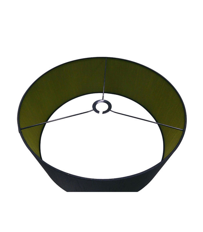 Baymont Antique Brass 3 Light E27 Semi Flush With 50cm x 20cm Dual Faux Silk Shade Black/Green Olive-8