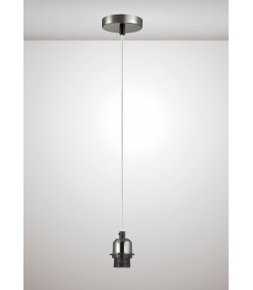 1.5m Suspension Kit 1 Light Black Chrome, Clear Cable, E27 Max 60W, c, w Ceiling Bracket - 2