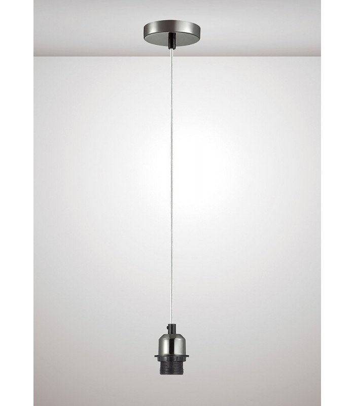 1.5m Suspension Kit 1 Light Black Chrome, Clear Cable, E27 Max 60W, c, w Ceiling Bracket - 2