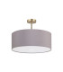 Baymont Antique Brass 3 Light E27 Semi Flush With 50cm x 20cm Faux Silk Shade Grey/White Laminate-4