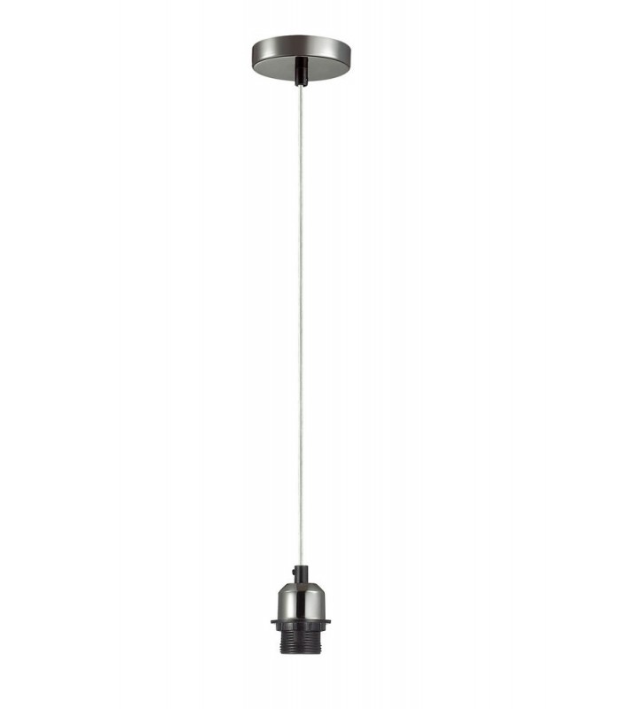 1.5m Suspension Kit 1 Light Black Chrome, Clear Cable, E27 Max 60W, c, w Ceiling Bracket - 4