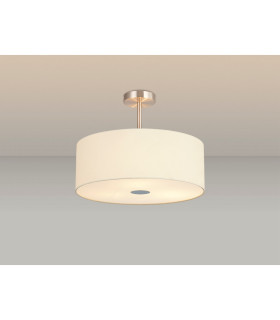 Baymont Satin Nickel 3 Light E27 Semi Flush With 50cm x 20cm Faux Silk Shade Ivory Pearl/White Laminate-2