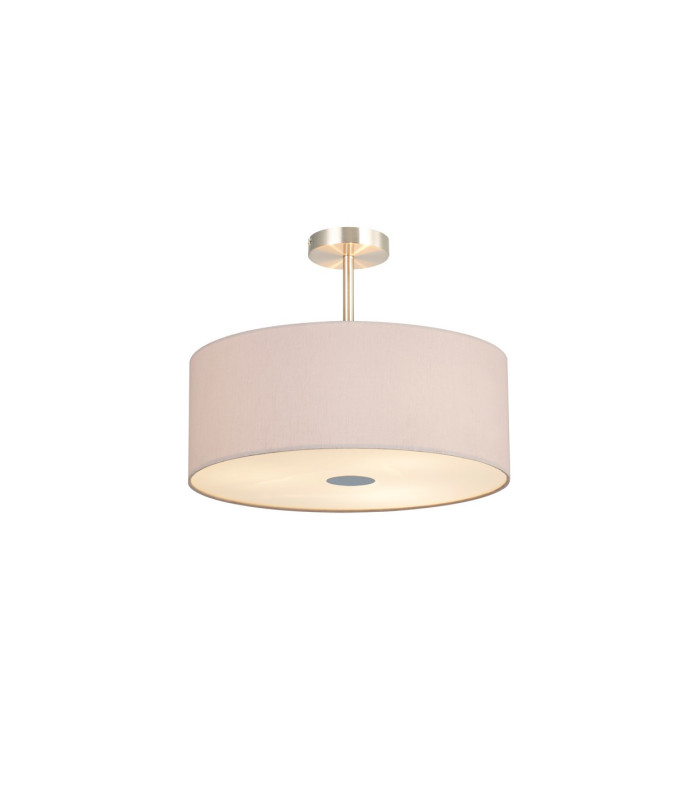 Baymont Satin Nickel 3 Light E27 Semi Flush With 50cm x 20cm Dual Faux Silk Shade Nude Beige/Moonlight-1