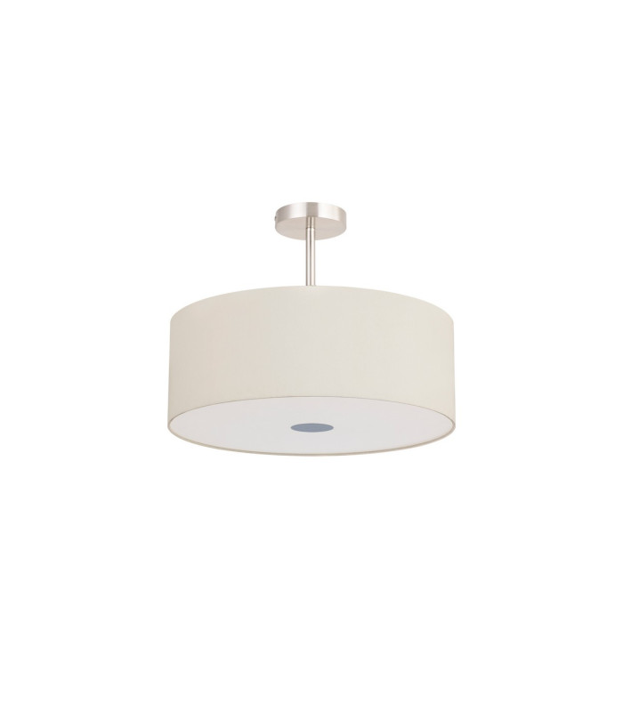 Baymont Satin Nickel 3 Light E27 Semi Flush With 50cm x 20cm Faux Silk Shade Ivory Pearl/White Laminate-4