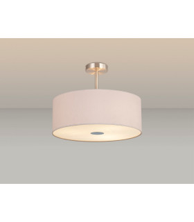 Baymont Satin Nickel 3 Light E27 Semi Flush With 50cm x 20cm Dual Faux Silk Shade Nude Beige/Moonlight-2