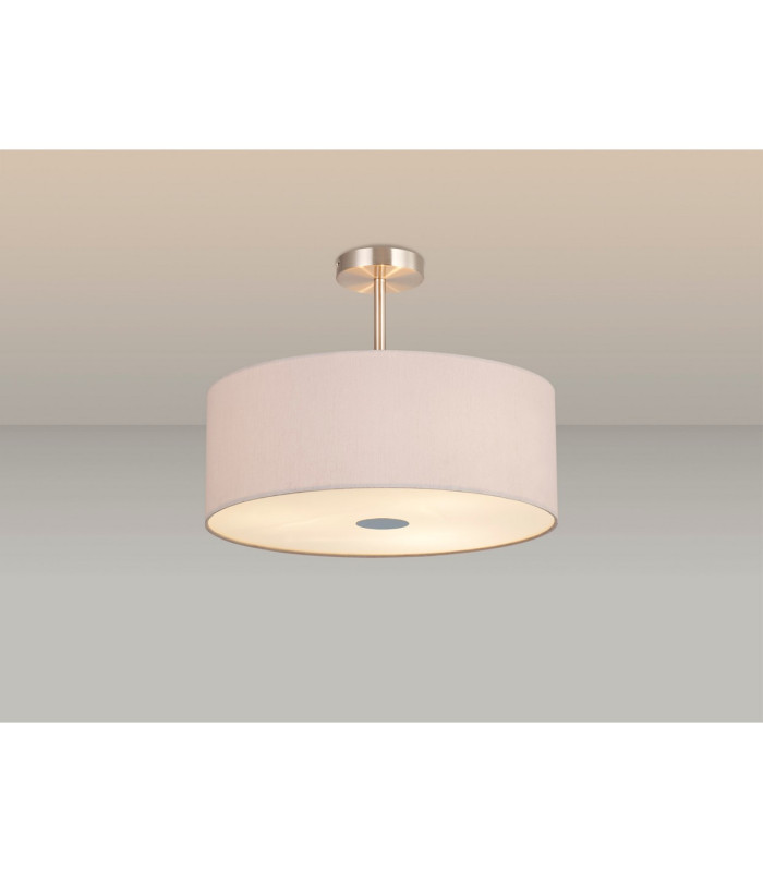 Baymont Satin Nickel 3 Light E27 Semi Flush With 50cm x 20cm Dual Faux Silk Shade Nude Beige/Moonlight-2