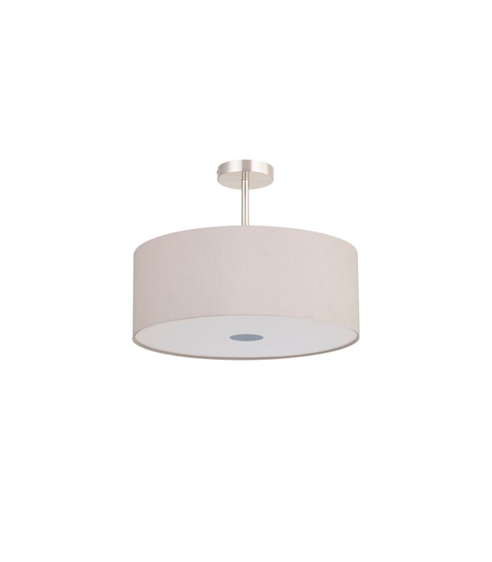 Baymont Satin Nickel 3 Light E27 Semi Flush With 50cm x 20cm Dual Faux Silk Shade Nude Beige/Moonlight-4