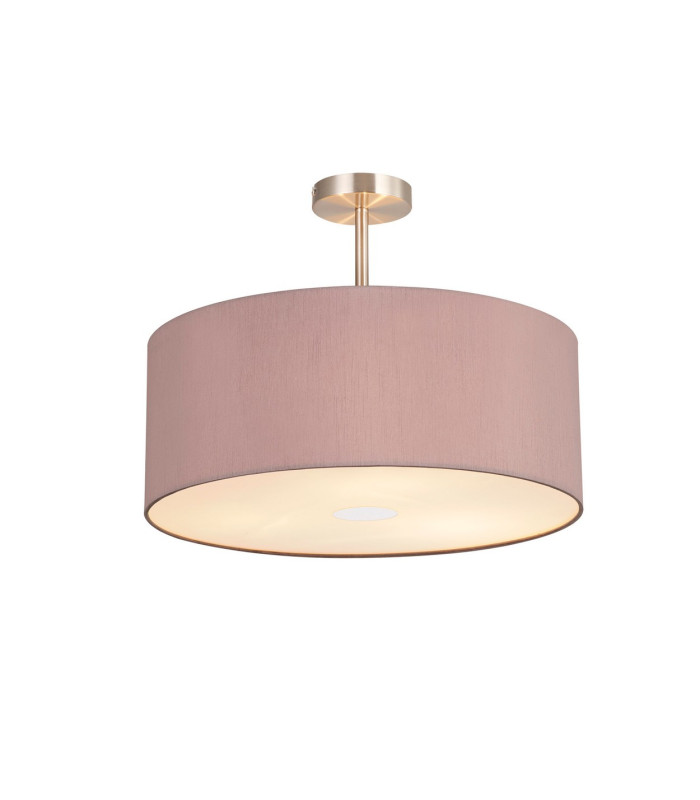Baymont Satin Nickel 3 Light E27 Semi Flush With 50cm x 20cm Dual Faux Silk Shade Taupe/Halo Gold-1